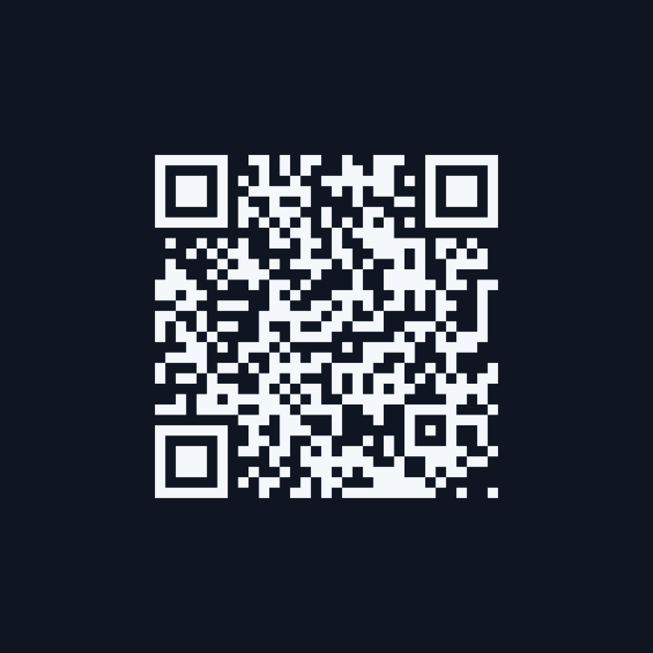 A white-on-dark inverted QR code